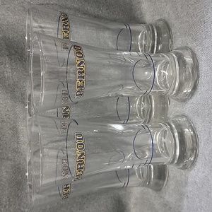 Set Of Five Pernod Retro Blue And Yellow Lettering Glasses